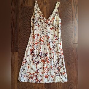 Patagonia Women's Floral Dress Cream Purple 2 Organic Cotton Spring Brunch